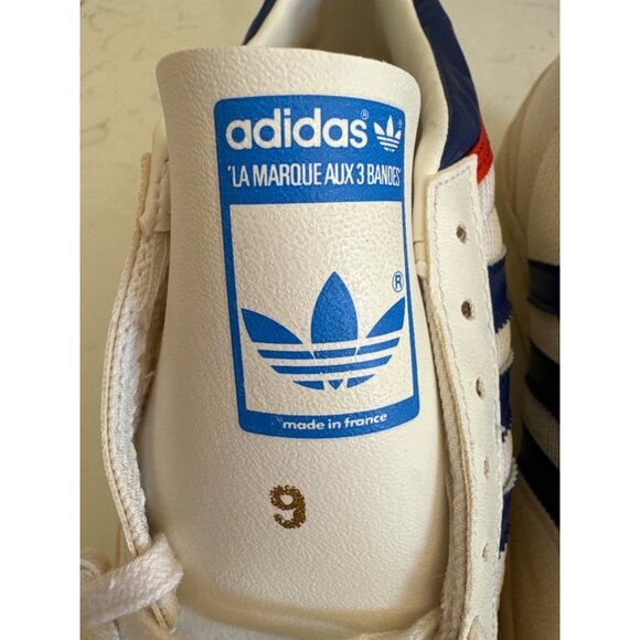 Adidas Vintage 80s Mens Sneakers Size 9 White/Red/Blue Leather & Canvas - Picture 3 of 15